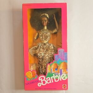 Barbie Nigerian Doll in Brown Patterned Dress - Barbie Brand